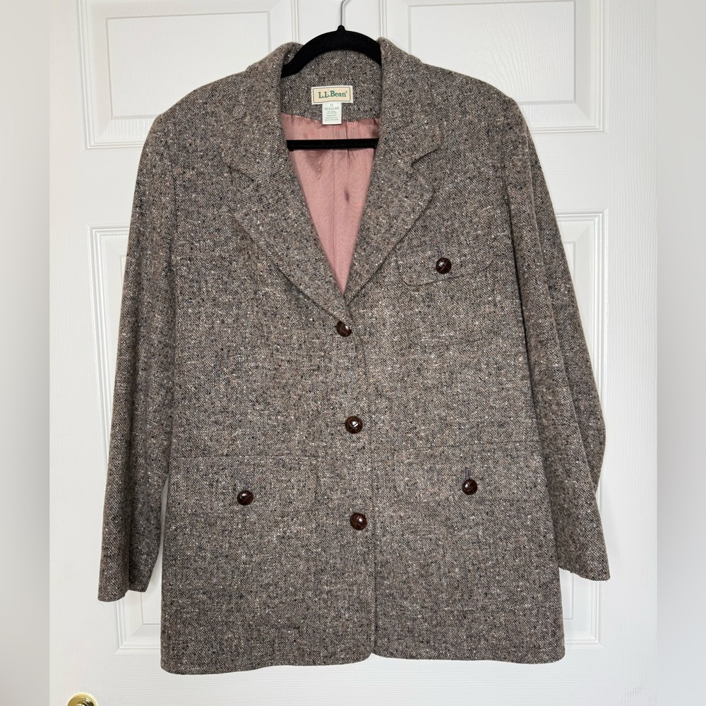 Vintage L.L. Bean Wool Tweed Blazer Jacket Size 12 USA Heritage Preppy Tailored - Picture 2 of 13